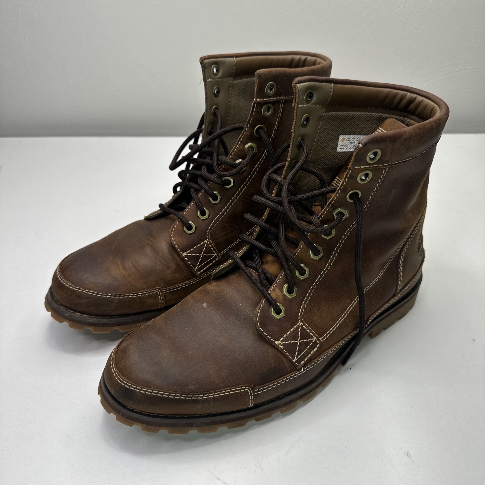 S 10.5 Brown Leather Lace Up Combat Urban 15551