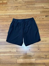 Lands' End Womens Swim Shorts Size 14 Black Elastic Waist Pull On Stretch Nylon