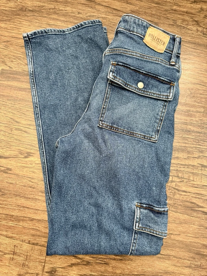 Hollister Ultra High Rise Dad Jeans Size 5L Carpenter Cargo 27/33 - Image 2 of 4
