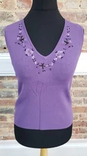 J. Taylor Purple Vest top Size 14 embroidery detail womens 