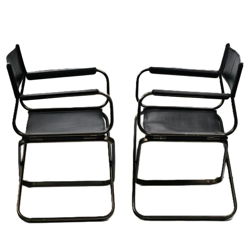 ARRBEN Original Vintage Signed MCM PAIR Italian Leather Folding Directors Chairs - Image 3 of 4