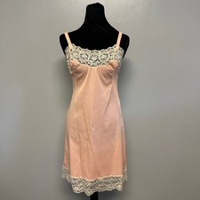 Vintage 1960  s Gossard Artemis Pink  White Lace Chemise Slip Size 34 Lingerie