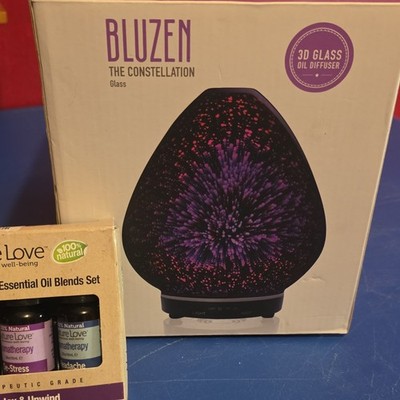 Bluzen Nature Love Constellation 3D Glass Oil Diffuser & Sleep Oil Blends Set