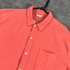 LL Bean Shirt Mens Large Red Short Sleeve Button Up Traditional Fit Casual New