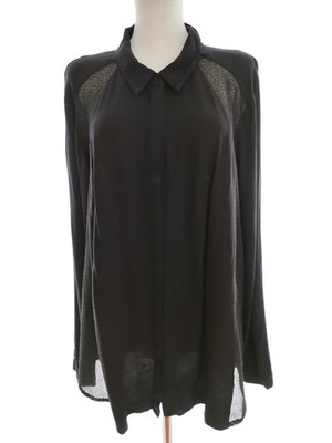 ZIZZI Damen Geknöpfte Tunika Bluse Gr. M Schwarz Viskose 100% Langer Ärmel