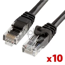 10x 7FT CAT6 Cable Ethernet Lan Network CAT 6 RJ45 Patch Cord Internet Black NEW