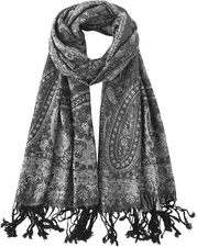Rave Pashmina Scarf-Winter Warm Paisley Jacquard Pashmina Shawls and Wraps fo...