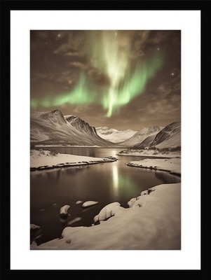 Gelassene Nordlichter gerahmtes Wandbild Poster Leinwanddruck Bild