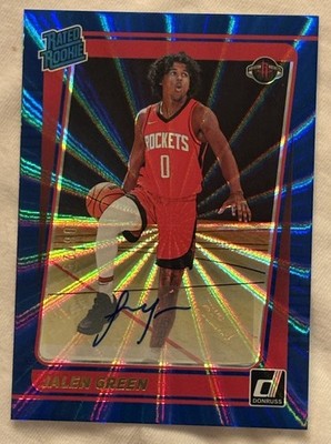 Jalen Green Donruss 2021-22 Blue Laser Rated Rookie Auto /25