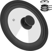 Universal Lid for Pots Pans and Skillets, Pan Cover Fit 6", 6-7-8 inch, Black 