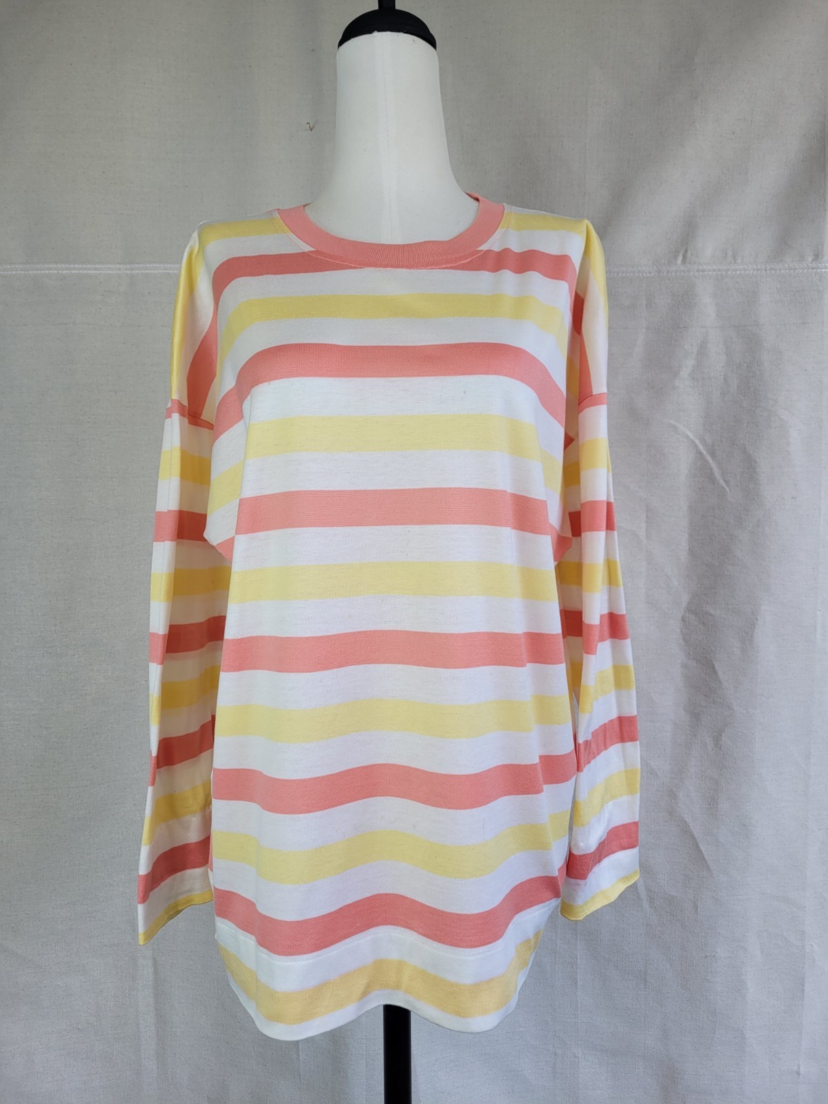 Vintage Gucci Striped Cotton Long Sleeve Crew Neck Knit Shirt Made in Italy