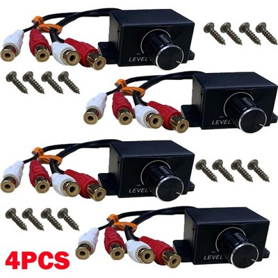 4Pc Universal Car Audio Amplifier RCA Level Controller Bass Volume Control Knob