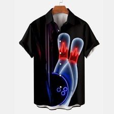 Mens Stylish Bowling Print Short Sleeve Shirt