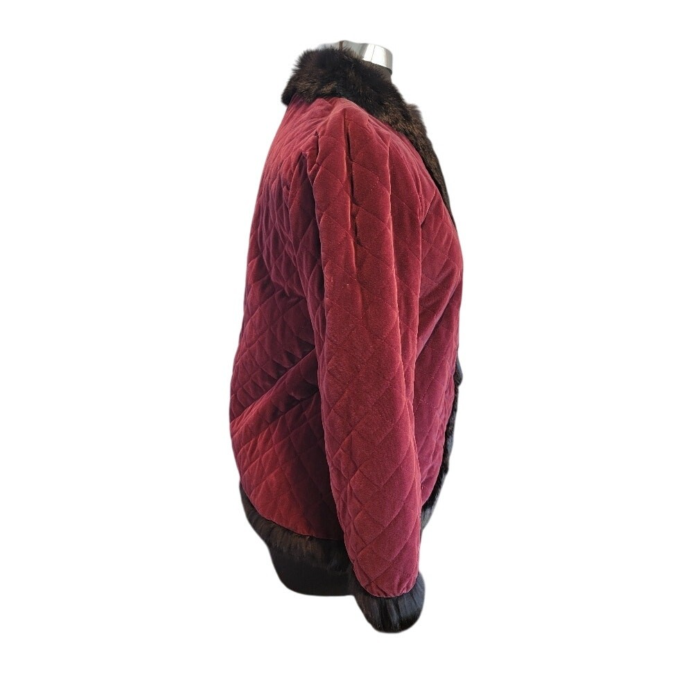 Giacca vintage Jacques Saint Laurent trapuntata con orlo in pelliccia Taglia M L