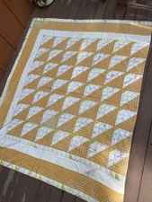 Vintage Early 20th Century Farmhouse Quilt Distressed Antique Prairie 88" x 73"