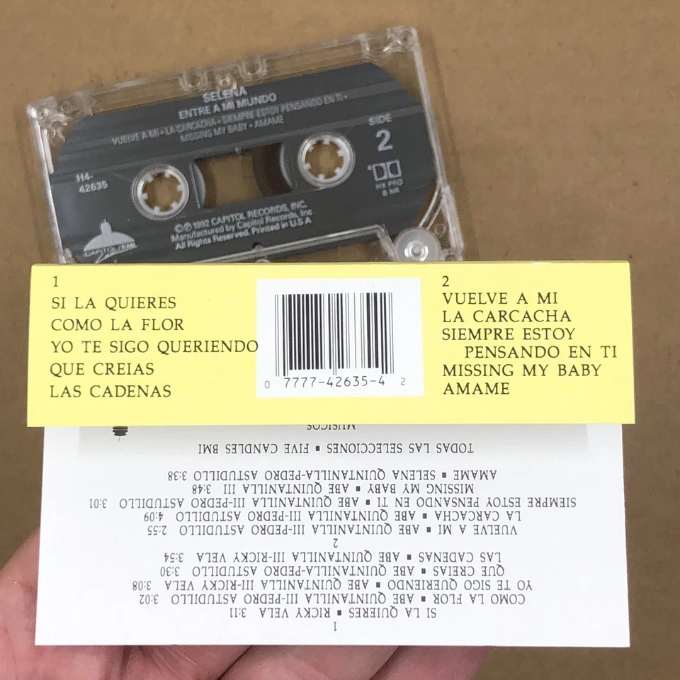 SELENA QUINTANILLA Cassette Tape 90s Pop Latin ENTRE A MI MUNDO COMO LA FLOR Foto 4 de 4