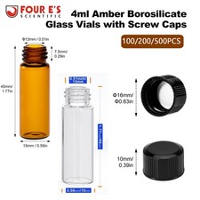 100/200/500pcs 4ml Glass Vials Amber/Clear w/ Caps Liquid Small Vials Container