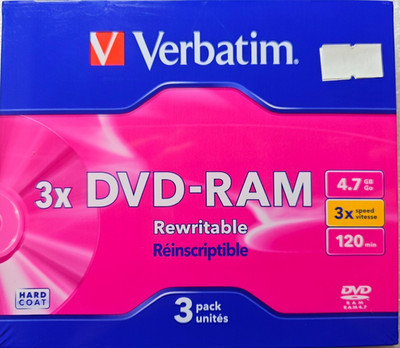 Verbatim DVD-RAM 4,7GB 3x Speed 3 Stück Slimcase 43499 Rohlinge