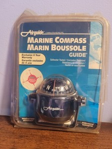 Ancienne Boussole Marine Airguide - Vintage, En Métal Chrome Et Verre, Collector USA