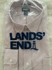 Lands End Men&rsquo;s Shirt 16 1/2-35 Long Sleeve Button Up Striped Dress Shirt NWT