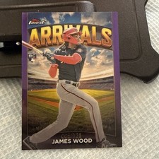 2025 Topps Finest Rookie RC Arrivals Purple Refractor SP #65/125 James Wood (WAS