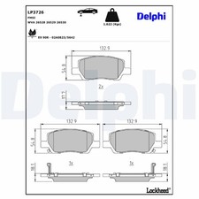 DELPHI Bremsbelagsatz Scheibenbremse LP3726 für HYUNDAI i10 3 AC3 AI3 GDi