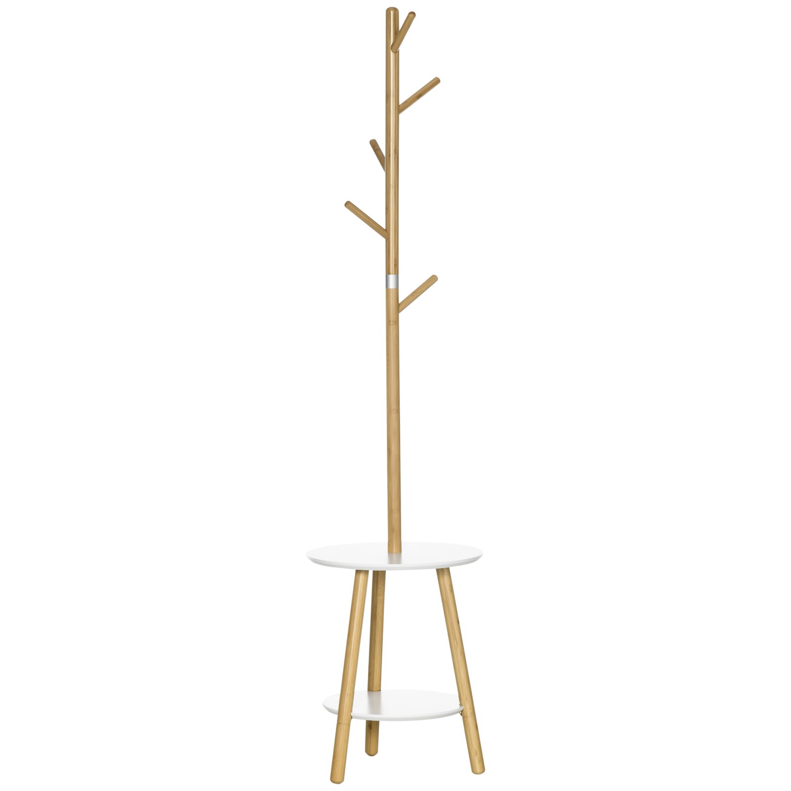 Appendiabiti da Terra HOMCOM Bianco e Legno - Design Scandinavo
