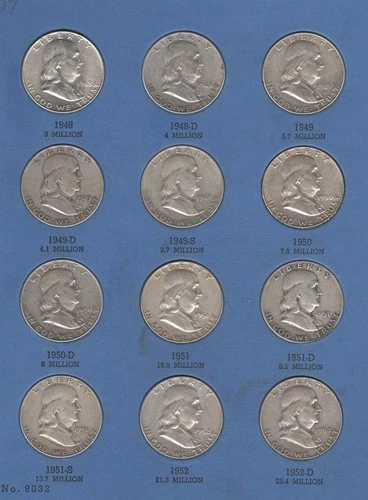 1948-63 P,D,S Franklin Half Dollar Set *$17.50 Face Silver* "Circ-CH BU"