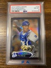 2012 Topps Chrome Salvador Perez 1st Chrome Card /100 Black Refractor 124 PSA 8