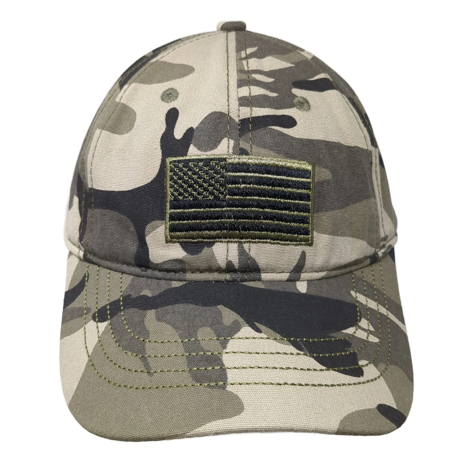 American Flag Slideback Baseball Cap Multi One Size Adjustable Camo Vented Holes