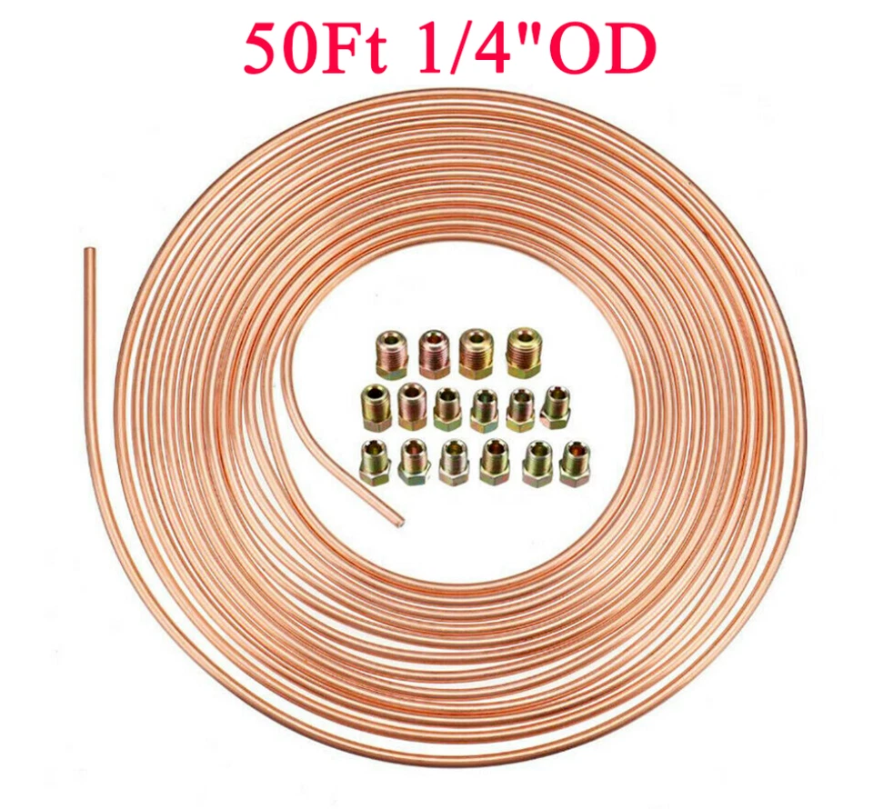 2X 50ft 1/4"O.D. Steel Zinc Copper Nickel Car Brake Line Tubing Kit W/32Fittings - Image 3 of 4