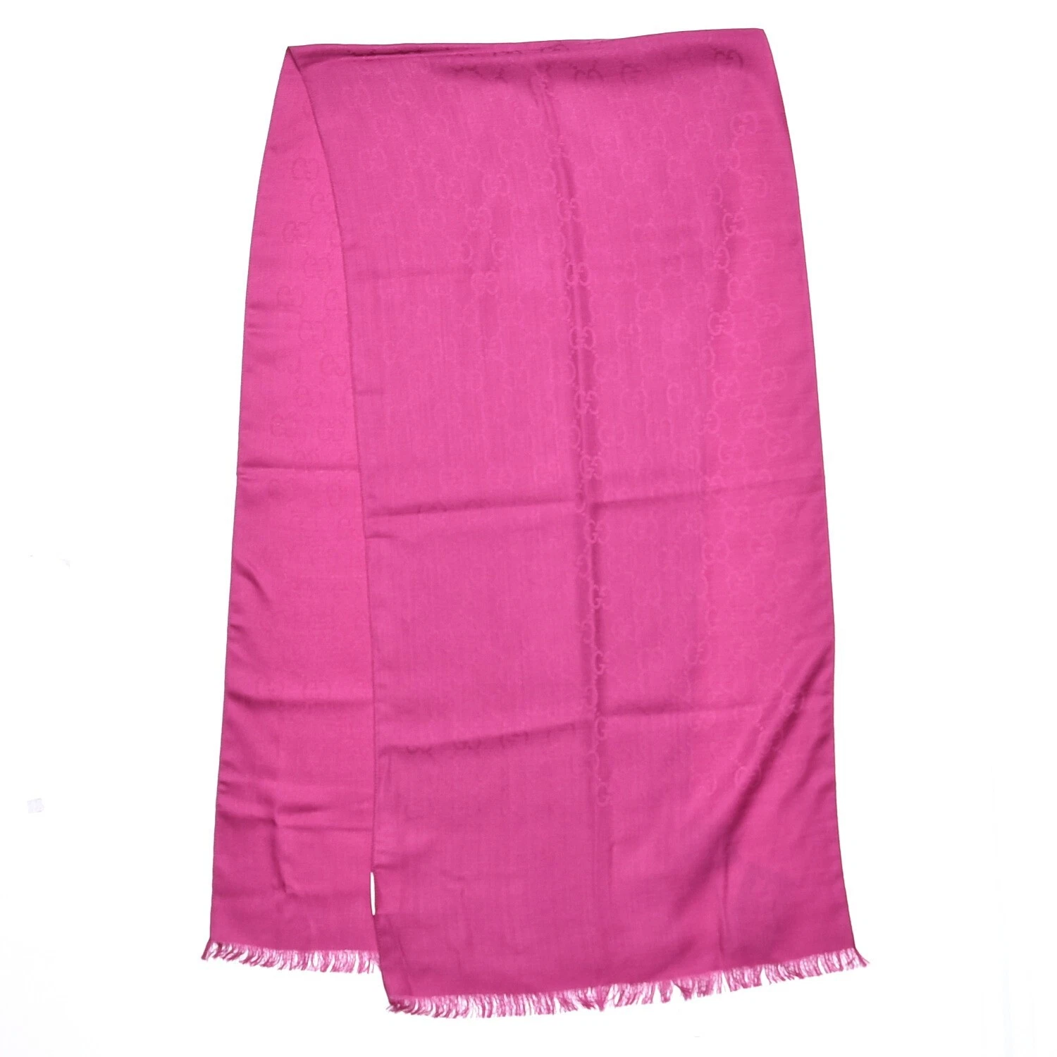 Foulard GUCCI laine/soie en fuchsia avec reçu de Fashionphile