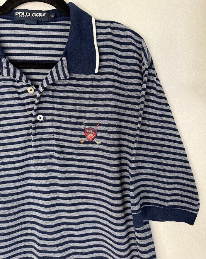 Polo Golf  Ralph Lauren Shirt Mens  XL Blue Stiped Logo Short Sleeve Lightweight thumbnail 3