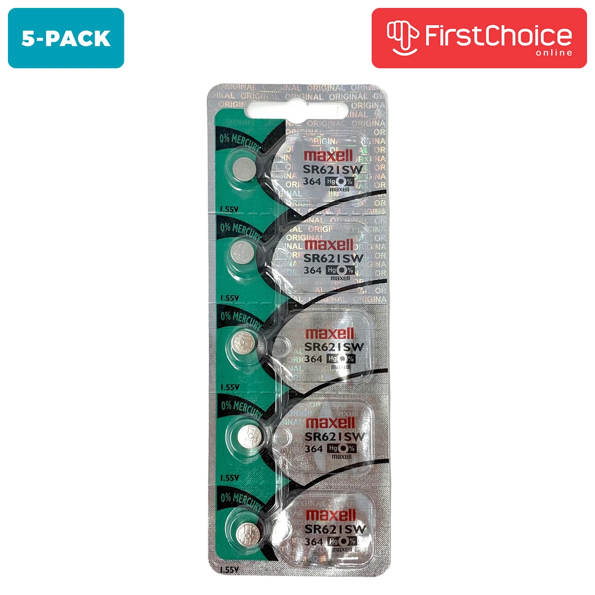 Silver Oxide Watch Battery SR621SW Low Drain Replaces 364, 55 OFF