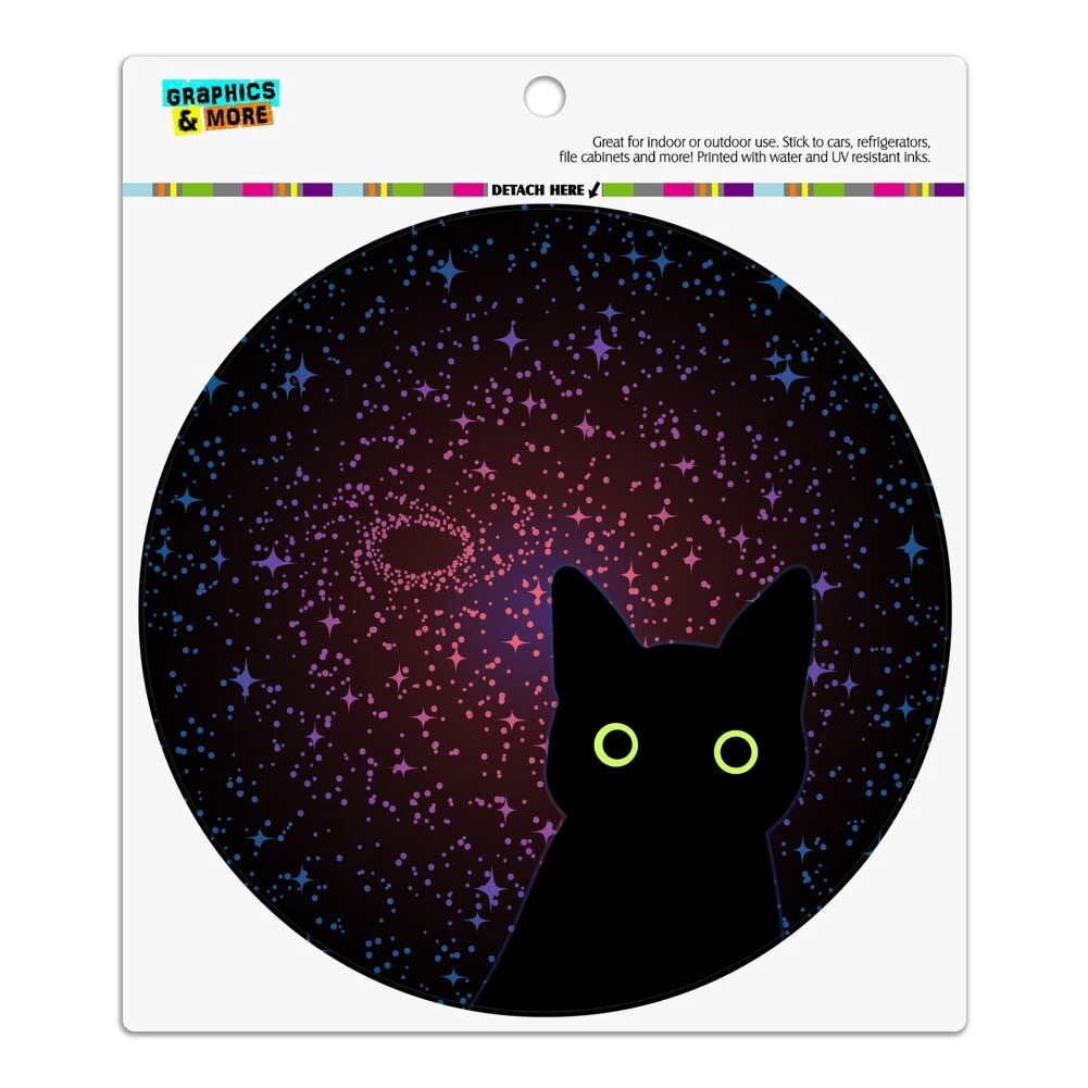 Black Cat in Space with Stars and Galaxy Automotive Car Vinyl