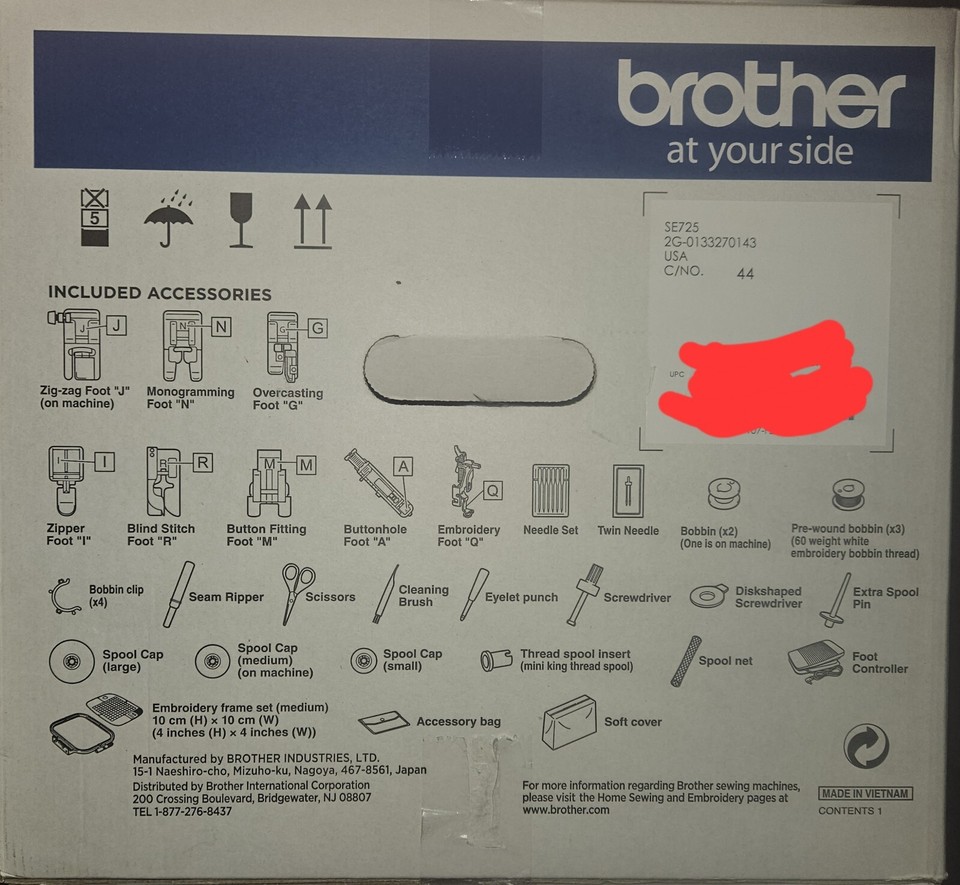 Brother SE725 Sewing Embroidery Machine Wireless LAN Connectivity