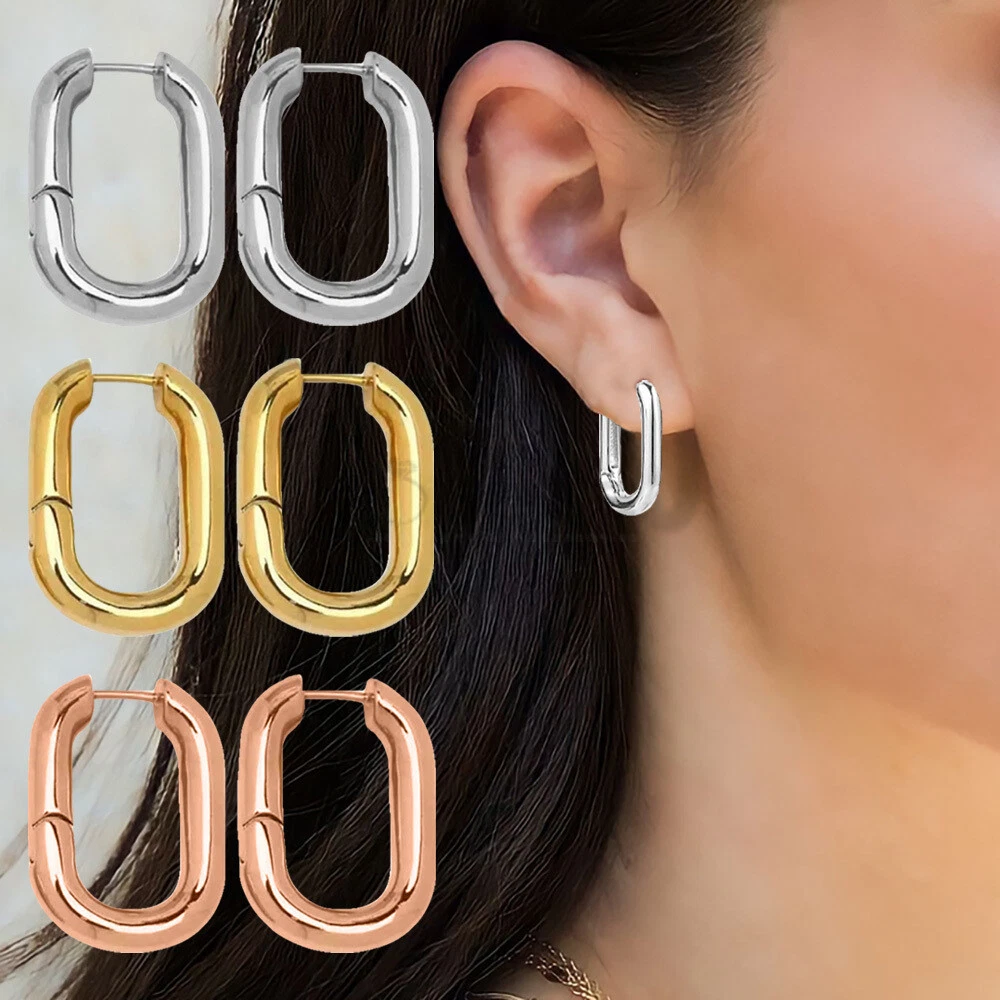 Wide huggie hoop earrings gold deals