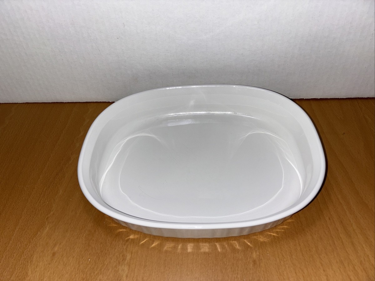Corning Ware French White Oval Casserole Dish Liter Ribbed F-6