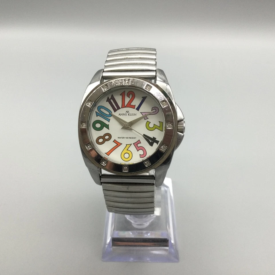 Reloj Anne Klein Mujer 36mm Tono Plateado Cristales Banda Elástica Batería Nueva Foto 2 de 4