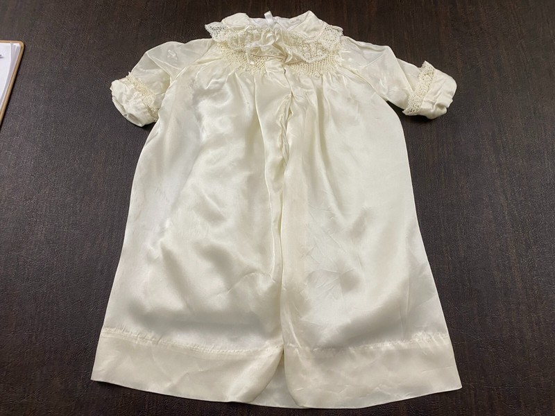 Vintage Baby Girl Satin Jacket Collared Smocked Neckline Lace Trim Handmade