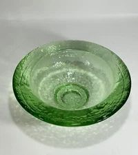 Vintage Fire & Light Recycled Glass 10.5" Wide-Lipped Olive Green Heavy Bowl