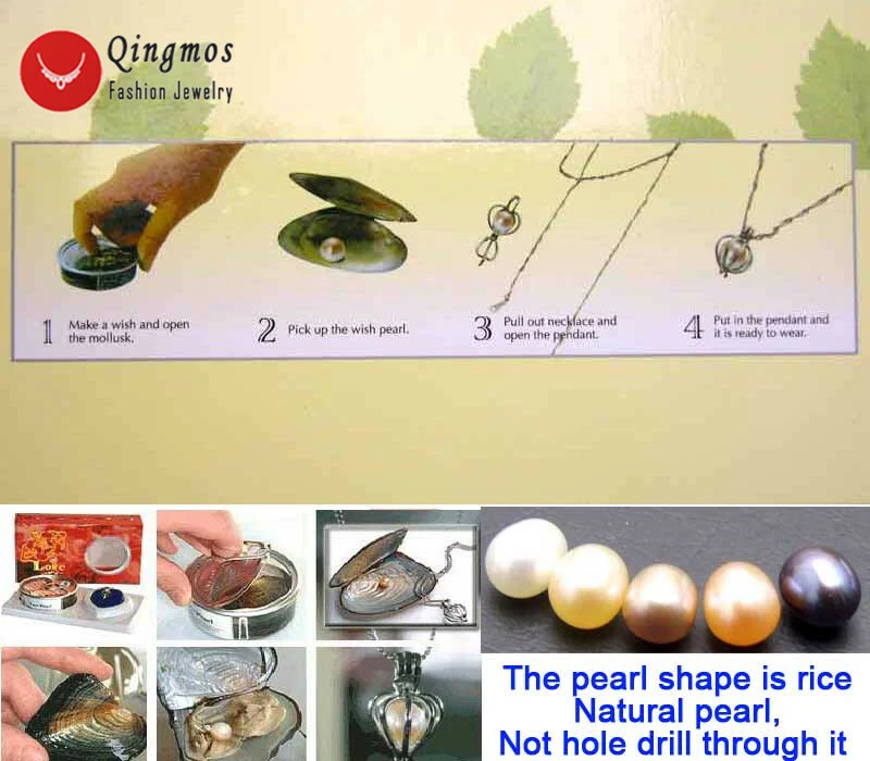 Wholesale 7 Wish Pearl Heart Pendant Necklace for Women Oyster Love Pearl Box - Image 3 of 4