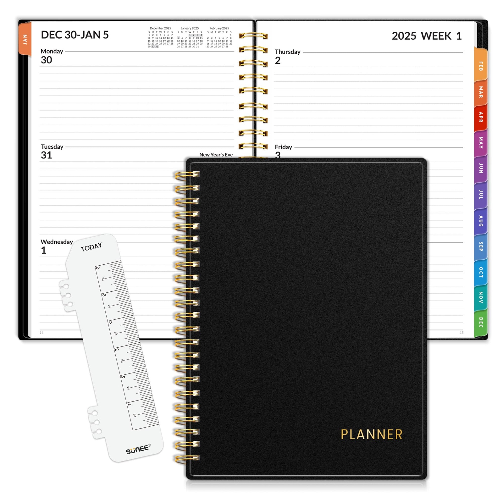 SUNEE 2025 Weekly and Monthly Planner - from January 2025 - December 2025 6.4...