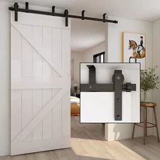 4-20FT Ceiling Mount Sliding Barn Door Hardware Track Closet Kit for 1/2 Doors
