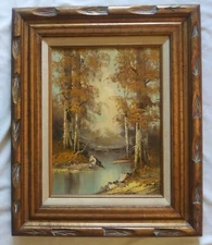 VINTAGE W. SMITH COUNTRY FALL RIVER LANDSCAPE ORIGINAL OIL ON CANVAS Signed EC