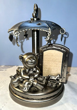 Royal Limited Silver Baby Picture Frame Music Box- Teddy Rotating Umbrella