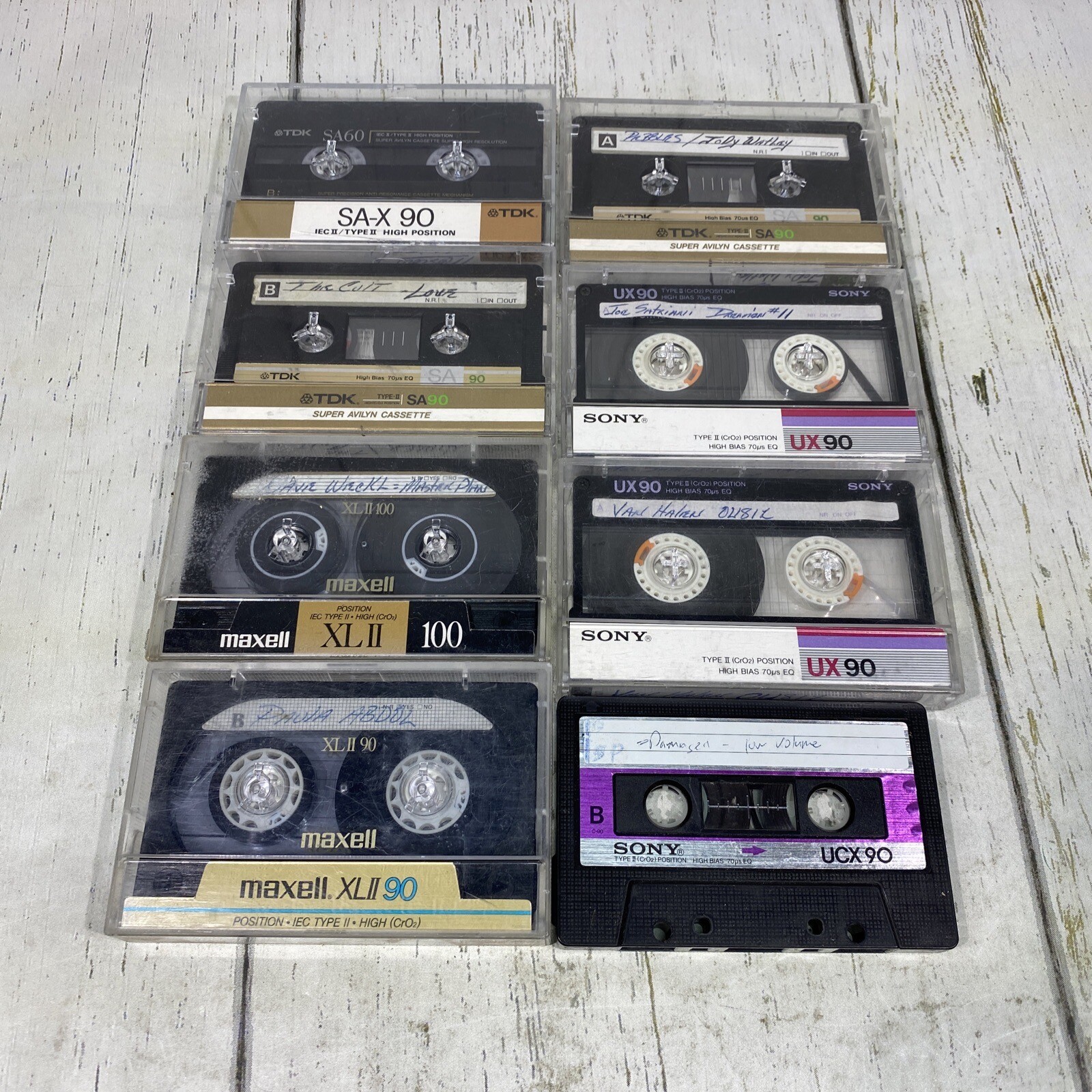 Maxell TDK SONY Maxell Type II High CrO2 Lot of 8 Used Blank Cassette