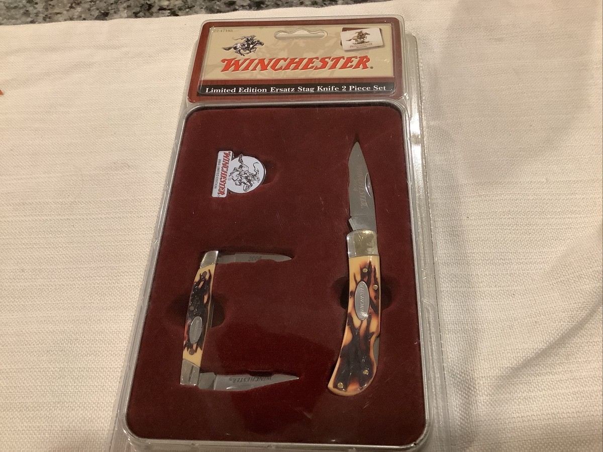 NEW WINCHESTER 2004 LIMITED EDITION ERSATZ STAG KNIFE 2 PC. SET