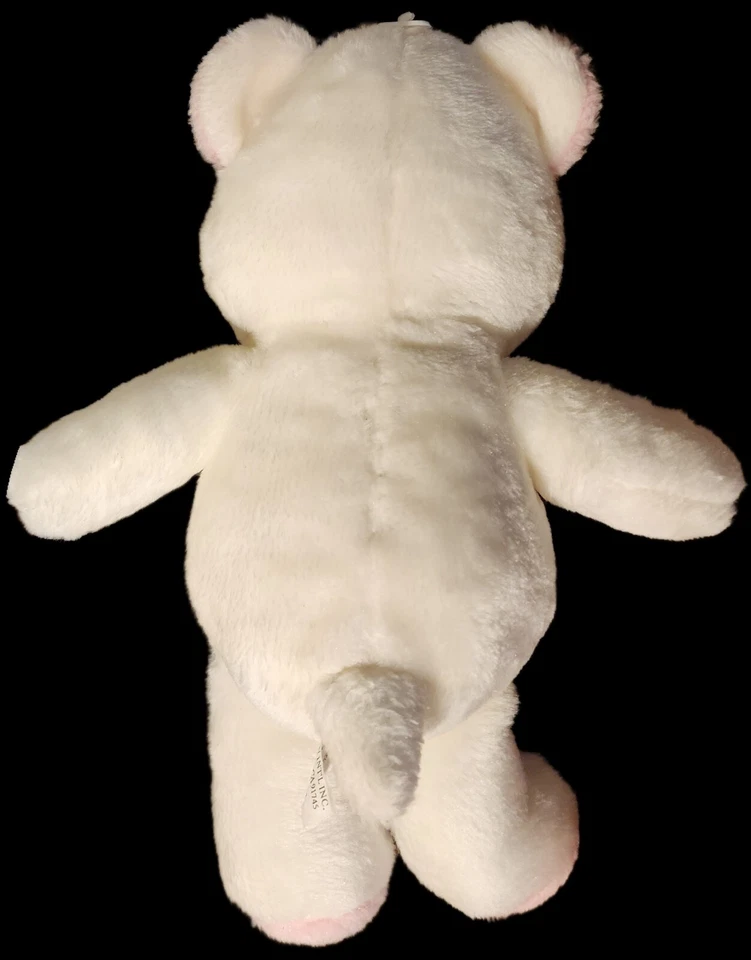 Vintage Care Bear Plush Fake Fakie Flower Garden HugFun Knockoff 14" White Pink - Image 3 of 4