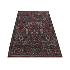 4' x 6' Red Vintage Look Mamluk Worn Wool Hand Knotted Rug R87611